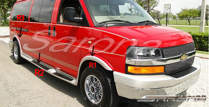 Custom GMC Savana Van  Long Wheel Base Running Boards (2003 - 2024) - $1590.00 (Part #GM-004-SB)